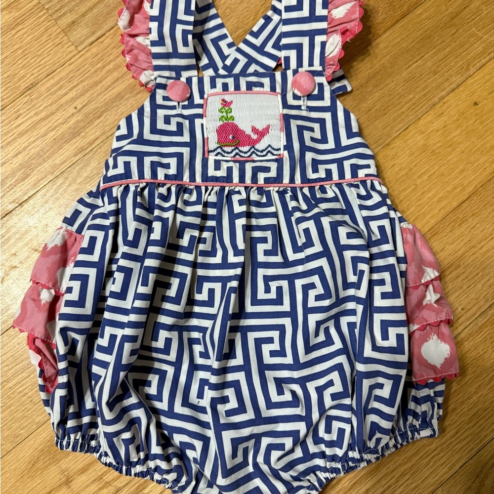 Smocked girls romper